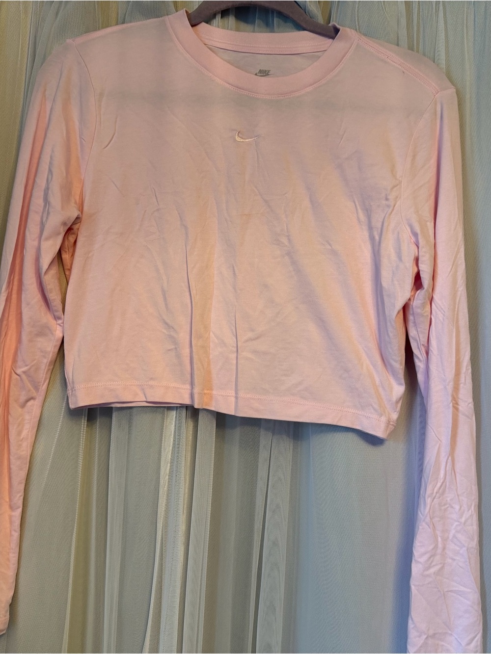 Nike Pale Pink Cropped Long-Sleeve Tee